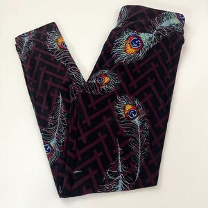 Lularoe OS Leggings PEACOCK FEATHER One Size‎